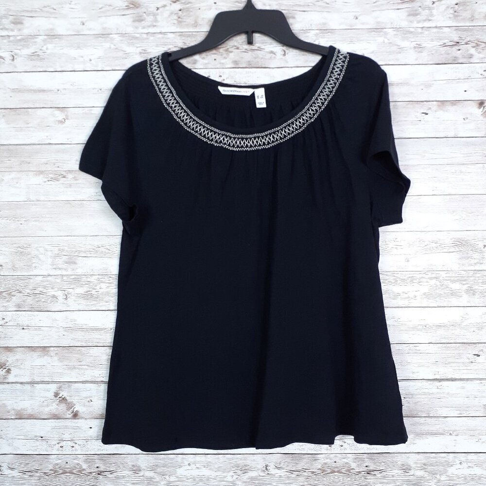 Isaac Mizrahi Womens Cap Sleeve Top 3X Embroidered Neckline Stretch NWOT 156A
